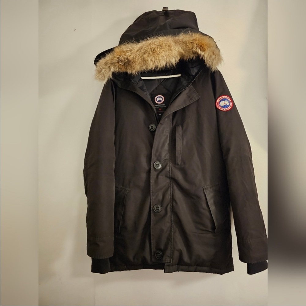AUTHENTIC Canada Goose Montebello Parka w/ removable hood trim black size L  boy